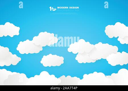 Abstrakte weißen Wolken am blauen Himmel Hintergrund. Für Poster, ad, Artwork, Template Design, Schlagzeile dekorieren. illustration Vector EPS 10. Stock Vektor