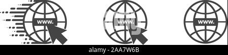Symbol für WWW. Website Icon Set. Www-Ikone mit den Cursor im flachen Stil-Vektor Stock Vektor