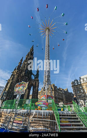 Star Flyer auf Edinburgh's Weihnachten 2019 im Osten die Princes Street Gardens Edinburgh Schottland Großbritannien mit Veranstaltungen Fahrten Attraktionen und Märkte Stockfoto