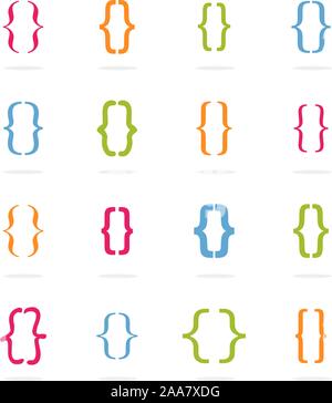 Halterung lockig. Set aus Flansch Form mit unterschiedlichen Farben. Vector Illustration Stock Vektor