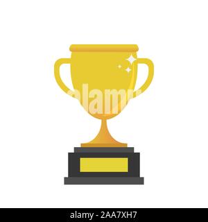 Trophy Cup. Schale gold gefärbt. Trophäe im flachen Stil. Isolierte Hintergrund. Vektor Stock Vektor