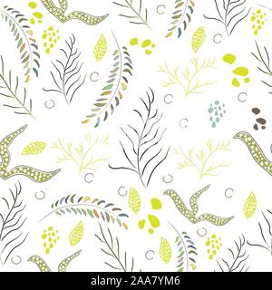 Nahtlose Algen nahtlose Muster. Moderne digitale Design. Marine, Sich wiederholendes Muster. Modern im skandinavischen Stil. Moderne Farben und Design. Stock Vektor