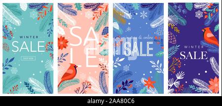 Sammlung von abstrakten Hintergrund entwirft, winter Verkauf, Social Media Promotion Inhalt. Vector Illustration Stock Vektor