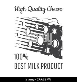 Frieden von Käse mit Löchern. Logo für Milchprodukte speichern, Website oder Business Stock Vektor