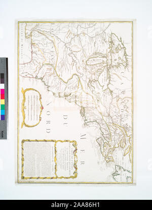 Nationale Stiftung für Geisteswissenschaften gewähren für den Zugang zu den frühen Karten der mittleren Atlantikküste. Relief bildlich dargestellt und durch hachures. Enthält Text. Lawrence H. Schlachtung; die Sammlung der 456. Erscheint in Homann Erben von Atlas Compendiarivs. Zitat/Bezug: LC-Karten von Nordamerika, 1750-1789, 72; Carte du Canada et de La Louisiane qui forment la Nouvelle France et Des Colonies angloises ou sind representez les pays contestez dressée sur les Beobachtungen et sur plusieurs Cartes et meme Angloises particulieres Stockfoto