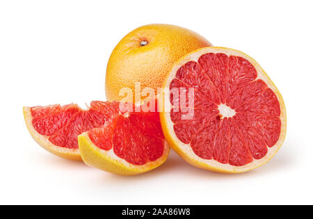 Grapefruits auf weißem Hintergrund mit Freistellungspfad isoliert Stockfoto