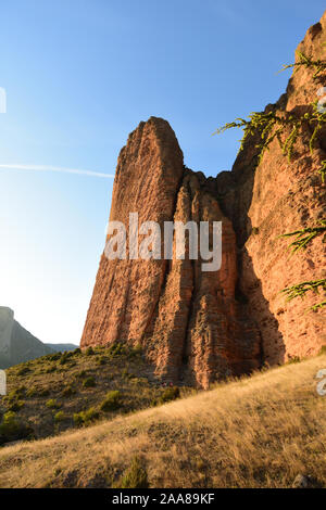 Sonnenuntergang in der de Riglos Mallos, Provinz Huesca, Aragón, Spanien Stockfoto