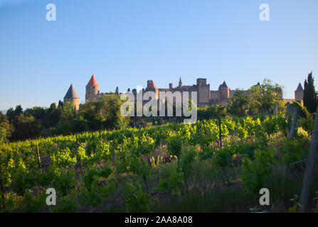 Die mittelalterliche Zitadelle in Carcassonne, bekannt als La Cité Stockfoto