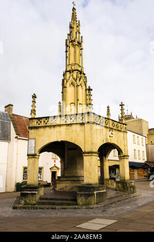 Der alte Markt Kreuz in der Innenstadt. Marktplatz, Shepton Mallet, Mendip, Somerset, England, Großbritannien, Großbritannien Stockfoto