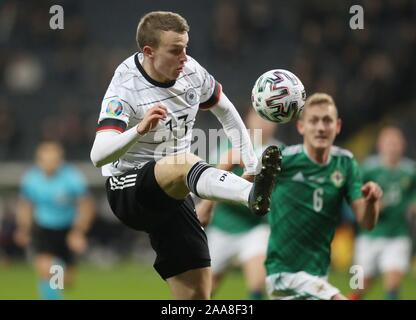 Frankfurt, Deutschland. 19 Nov, 2019. firo: 19.11.2019 Fußball Europameisterschaft Euro Qualifikation: EM-Qualifikation Nationalmannschaft Deutschland - Nordirland 6:1 Lukas Klostermann, Single Action | Verwendung der weltweiten Kredit: dpa/Alamy leben Nachrichten Stockfoto