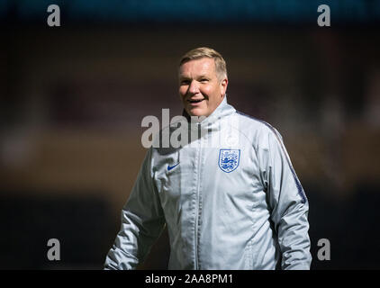 High Wycombe, UK. Nov, 2019 19. England U20 Torwarttrainer Chris Woods während der internationalen Match zwischen England U20 und U21 im Adams Island Park, High Wycombe, England am 19. November 2019. Foto von Andy Rowland. Credit: PRiME Media Images/Alamy leben Nachrichten Stockfoto