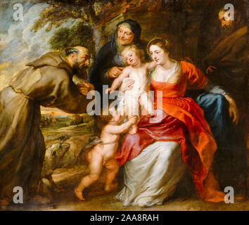 Peter Paul Rubens, Die Heilige Familie mit Heiligen Franziskus und Anne und das Jesuskind der hl. Johannes der Täufer, Malerei, 1630-1635 Stockfoto