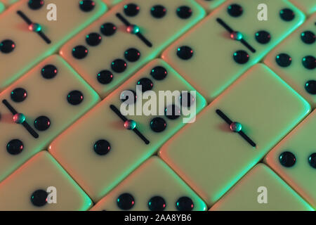 Close up Schöne vintage Domino in der Farbe Licht. Hintergrund banner Textur. Stockfoto