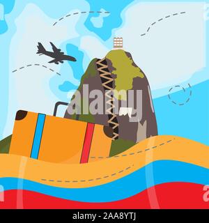 Reisen nach Kolumbien. Guatape Berglandschaft - Vector Illustration Stock Vektor