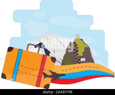 Reisen nach Kolumbien, berühmten Berg Orte - Vector Illustration Stock Vektor