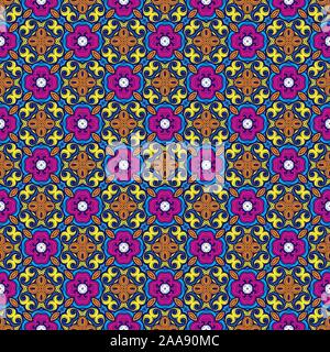 Nahtlose abstraktes Muster Arabesque Geometrische traditionellen Hintergrund. Arabisch, Portugal, marokkanischen Floral Damast für Teppich, Fliesen, Stoff Textur. Stockfoto