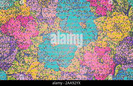Abstrakte Pastell sanften Farben glatte Farben hellen Hintergrund in Glasmalerei Muster Abbildung. Patchwork. Tessellierung. Mosaik. Kachel. Keramik. 3D-Render. Stockfoto