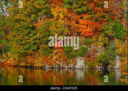 Herbst Farben bei Krieger State Park an den Ufern des Patrick Henry Behälter auf der Holston Fluss in Kingsport, Tennessee Stockfoto