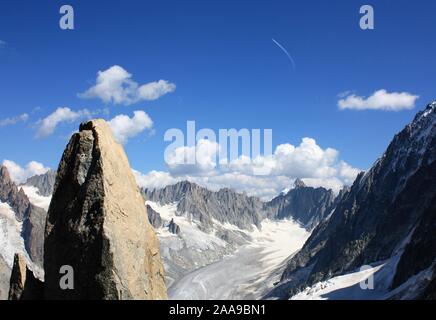 Les Drus und Mer de Glace, Chamonix - Mont Blanc, Frankreich Stockfoto