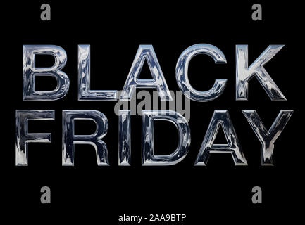 Schwarzer Freitag, Metall Werbung Schrift auf schwarzem Hintergrund Stockfoto