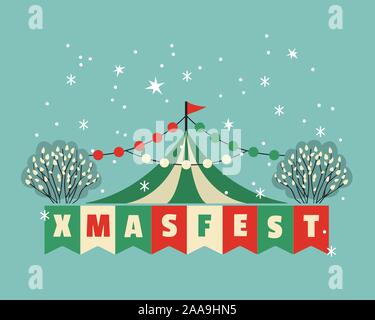 Weihnachts Fest flache Farbe Vektor-Symbol Stock Vektor