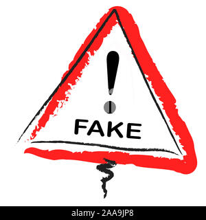 Gefälschte Nachrichten Verkehrsschild isoliert auf weißem Stockfoto