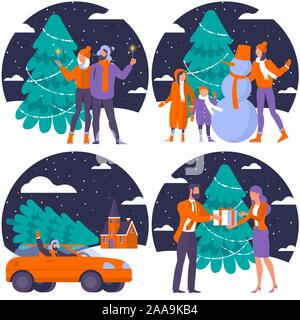 Weihnachten flache Bauform Abbildung. Stock Vektor