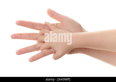 Mutter und Kind, Hände halten Stockfoto