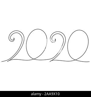 2020 Neue Jahr kontinuierliche Line Art. Stock Vektor