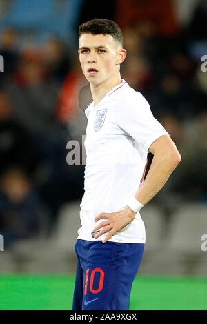 DOETINCHEM, 19-11-2019, Stadion de Vijverberg, Saison 2019 / 2020, Freundschaftsspiel, England Spieler U21 Phil Foden während des Spiels Jong Oranje-Jong Engeland Stockfoto