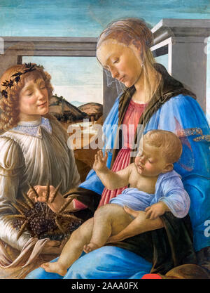 Jungfrau und Kind mit einem Engel von Sandro Botticelli (Alessandro di Mariano di Vanni Filipepi, c 1445-1510), Tempera auf panel, c 1470-74 Stockfoto