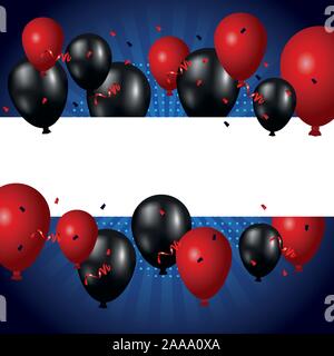 Luftballons Helium schwimmenden Farben Rot und Schwarz Stock Vektor