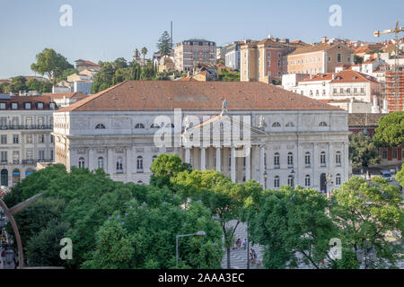 Die portugiesischen nationalen Theater Teatro Nacional Dona Maria II. In Rossio Platz als König Pedro IV Lissabon Portugal bekannt Stockfoto