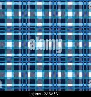 Rechteckige nahtlose Vektor Muster als tartan plaid hauptsächlich blaue Farbtöne und grau, weiß Farben Stock Vektor