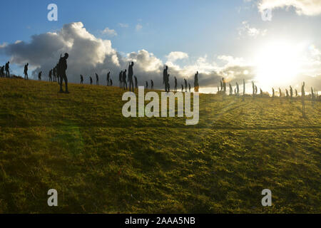 M 40 Soldaten - Skulptur auf dem Hügel im Aston Rowant Nature Reserve, Kennzeichnung, 101 Jahre seit dem Ende des WW1 für Remebrance Day. Bis 24/11/19 zeigen Stockfoto