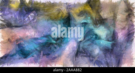 Farbenfrohe abstrakte Malerei Blue Azure Pinselstriche Stockfoto