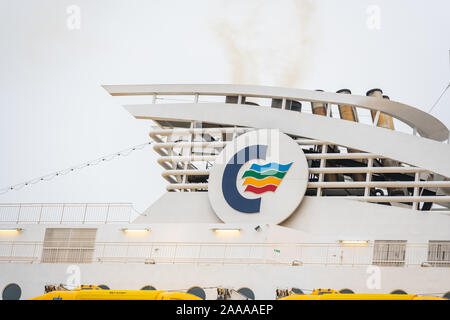 Hirtshals, Dänemark, 20. November 2019: Port des Unternehmens Colorline und Ankunft der Fähren in Dänemark Stockfoto