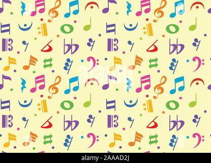 Nahtlose Muster der bunten Doodle musikalische Anmerkung Symbol Stock Vektor