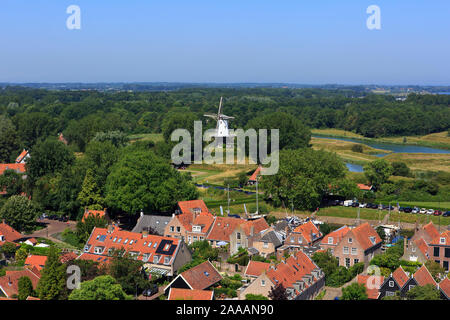 Panoramablick auf das historische Zentrum der Stadt Veere (Seeland), Niederlande Stockfoto