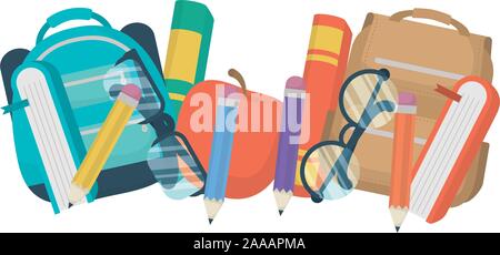 Eingestellt von Schulmaterial educations Symbole Stock Vektor