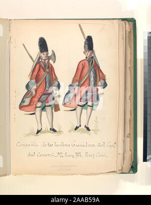 Dieses Bild ist nicht datiert.; Compañia de 700 hombres granaderos de el capitan de el comercio Don Juan Joseph Perez Cano. Stockfoto
