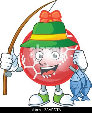 Angeln Maskottchen in Cartoon red christmas ball Stock Vektor