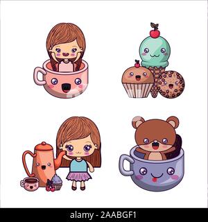 Kawaii cartoons Icon Set vektor design Stock Vektor