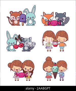 Kawaii cartoons Icon Set vektor design Stock Vektor