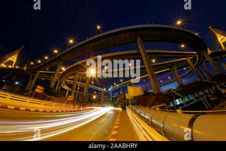 Pano von Bhumibol Mega Bridge, Bangkok, Thailand Stockfoto