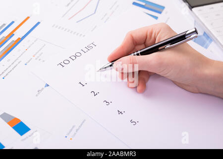 Zu concept-Liste, Dokumente auf dem Desktop Stockfoto