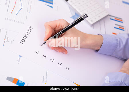 Zu concept-Liste, Dokumente auf dem Desktop Stockfoto