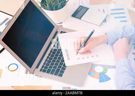 Zu concept-Liste, Dokumente auf dem Desktop Stockfoto