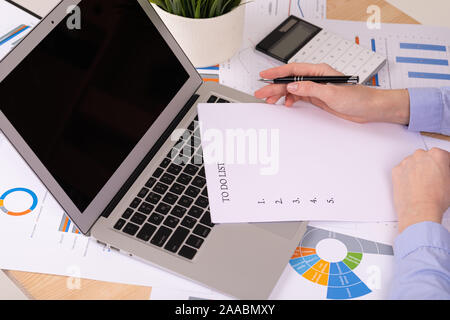 Zu concept-Liste, Dokumente auf dem Desktop Stockfoto