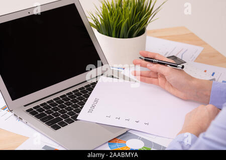 Zu concept-Liste, Dokumente auf dem Desktop Stockfoto